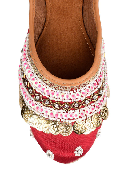 Desi Colour Women Indian Ethnic Footwear-Maroon Coin
