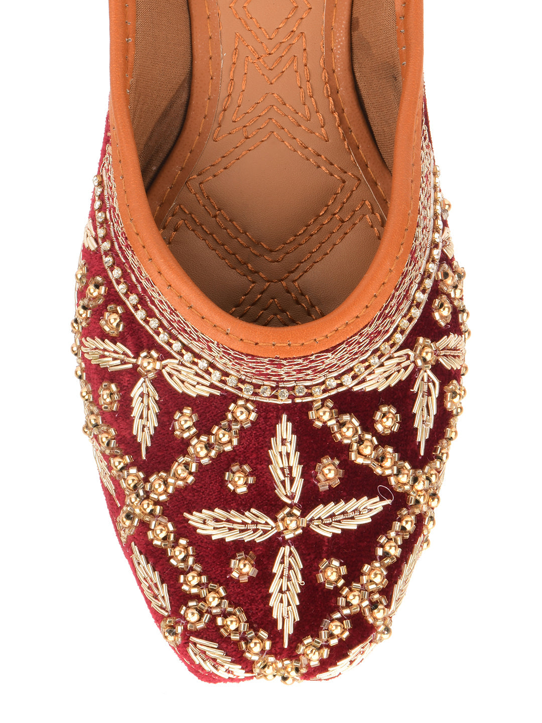 Desi Colour Women Indian Ethnic Footwear-Velvet Maroon