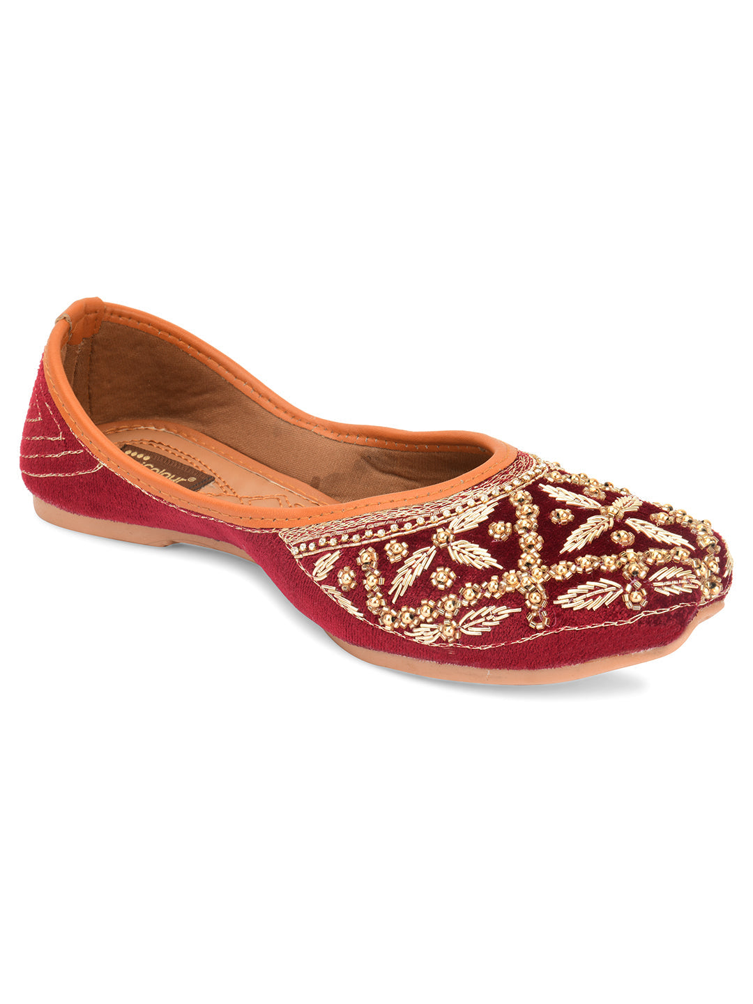 Desi Colour Women Indian Ethnic Footwear-Velvet Maroon