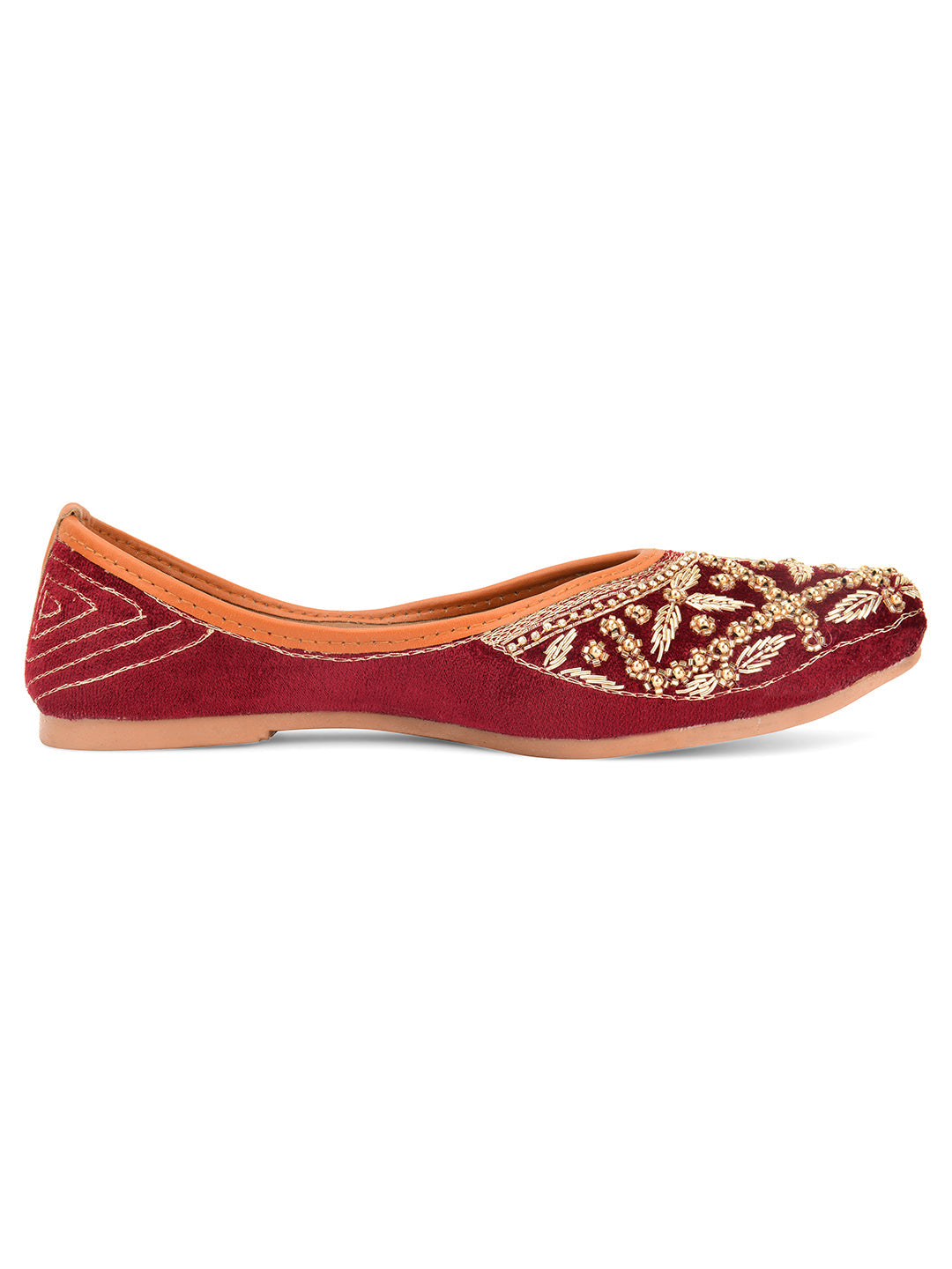 Desi Colour Women Indian Ethnic Footwear-Velvet Maroon