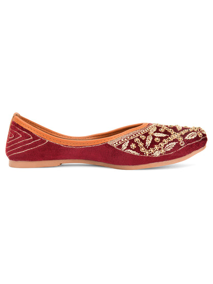 Desi Colour Women Indian Ethnic Footwear-Velvet Maroon