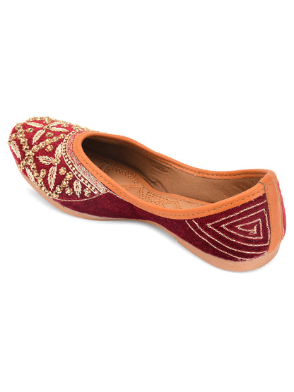 Desi Colour Women Indian Ethnic Footwear-Velvet Maroon
