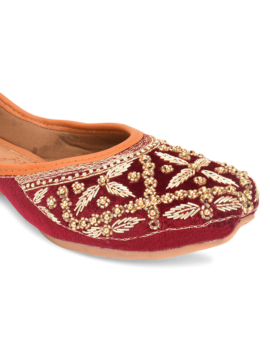 Desi Colour Women Indian Ethnic Footwear-Velvet Maroon
