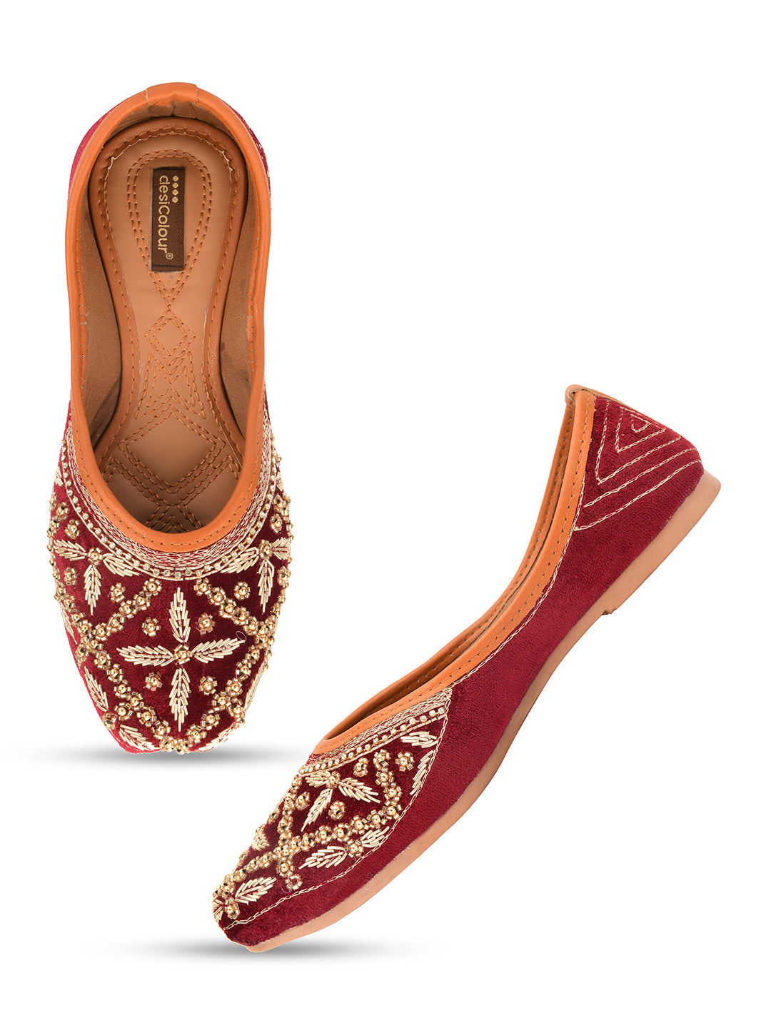 Desi Colour Women Indian Ethnic Footwear-Velvet Maroon