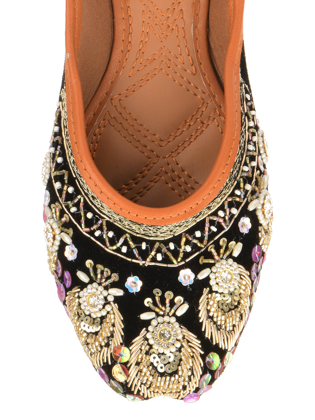 Desi Colour Women Indian Ethnic Footwear-Velvet Black