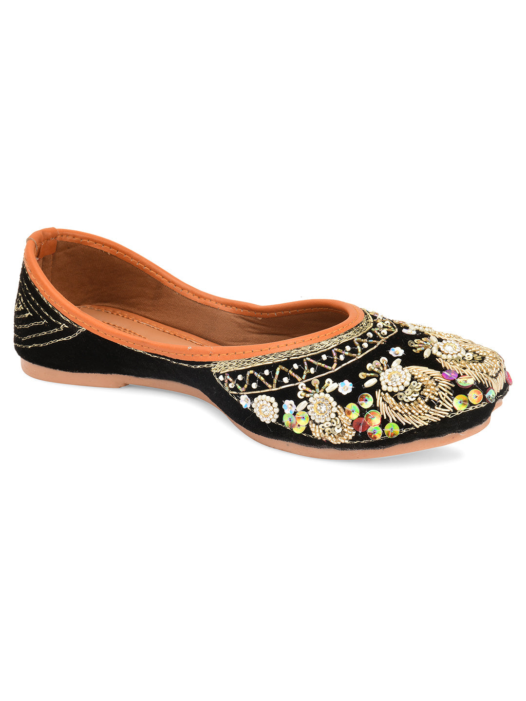 Desi Colour Women Indian Ethnic Footwear-Velvet Black