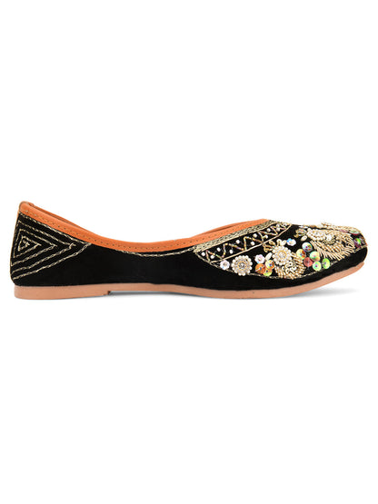 Desi Colour Women Indian Ethnic Footwear-Velvet Black