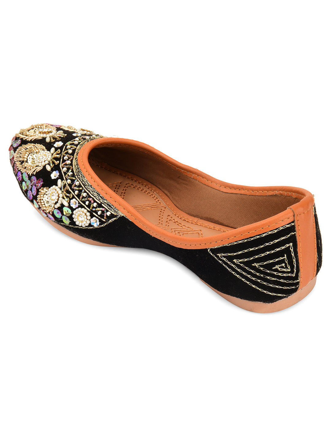 Desi Colour Women Indian Ethnic Footwear-Velvet Black