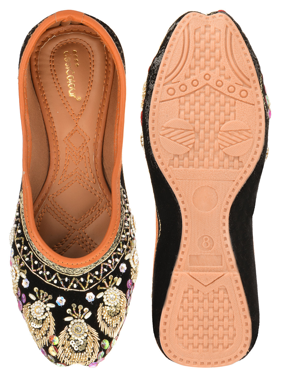 Desi Colour Women Indian Ethnic Footwear-Velvet Black