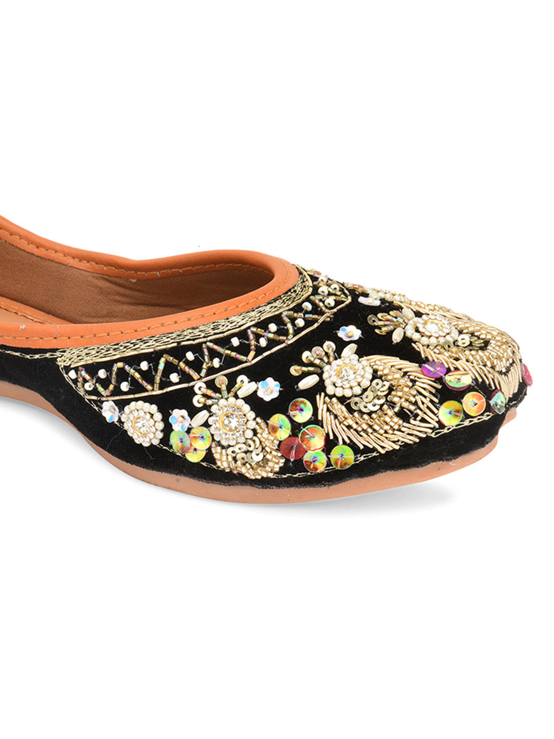 Desi Colour Women Indian Ethnic Footwear-Velvet Black