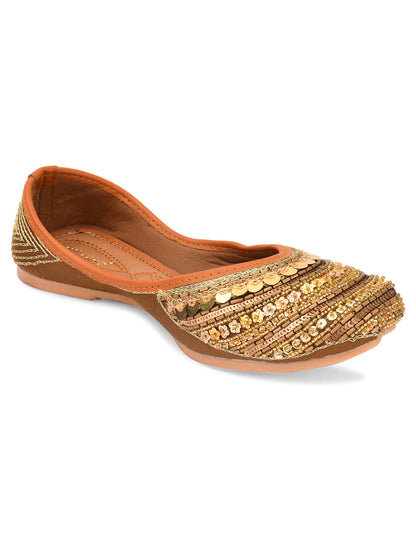 Desi Colour Women Indian Ethnic Footwear-Copper Dabka