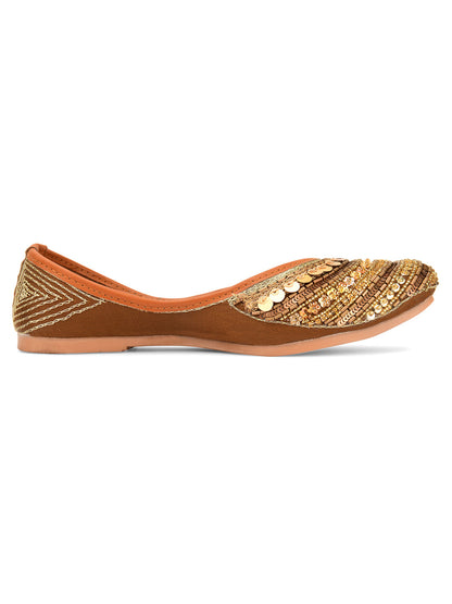 Desi Colour Women Indian Ethnic Footwear-Copper Dabka