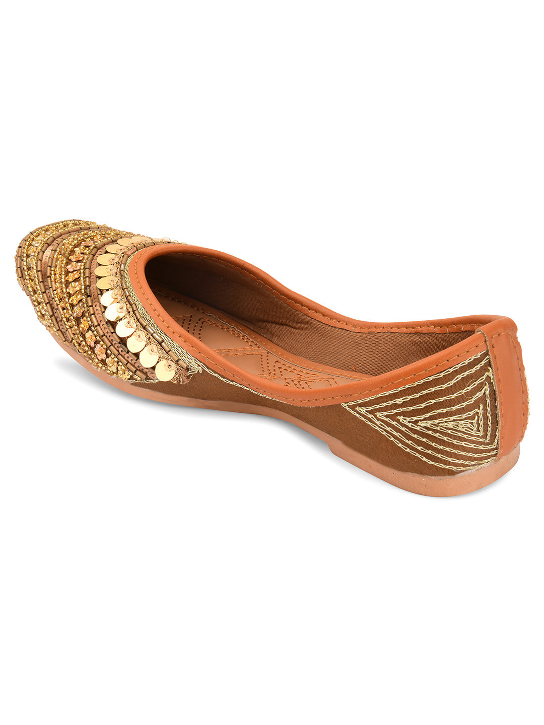 Desi Colour Women Indian Ethnic Footwear-Copper Dabka