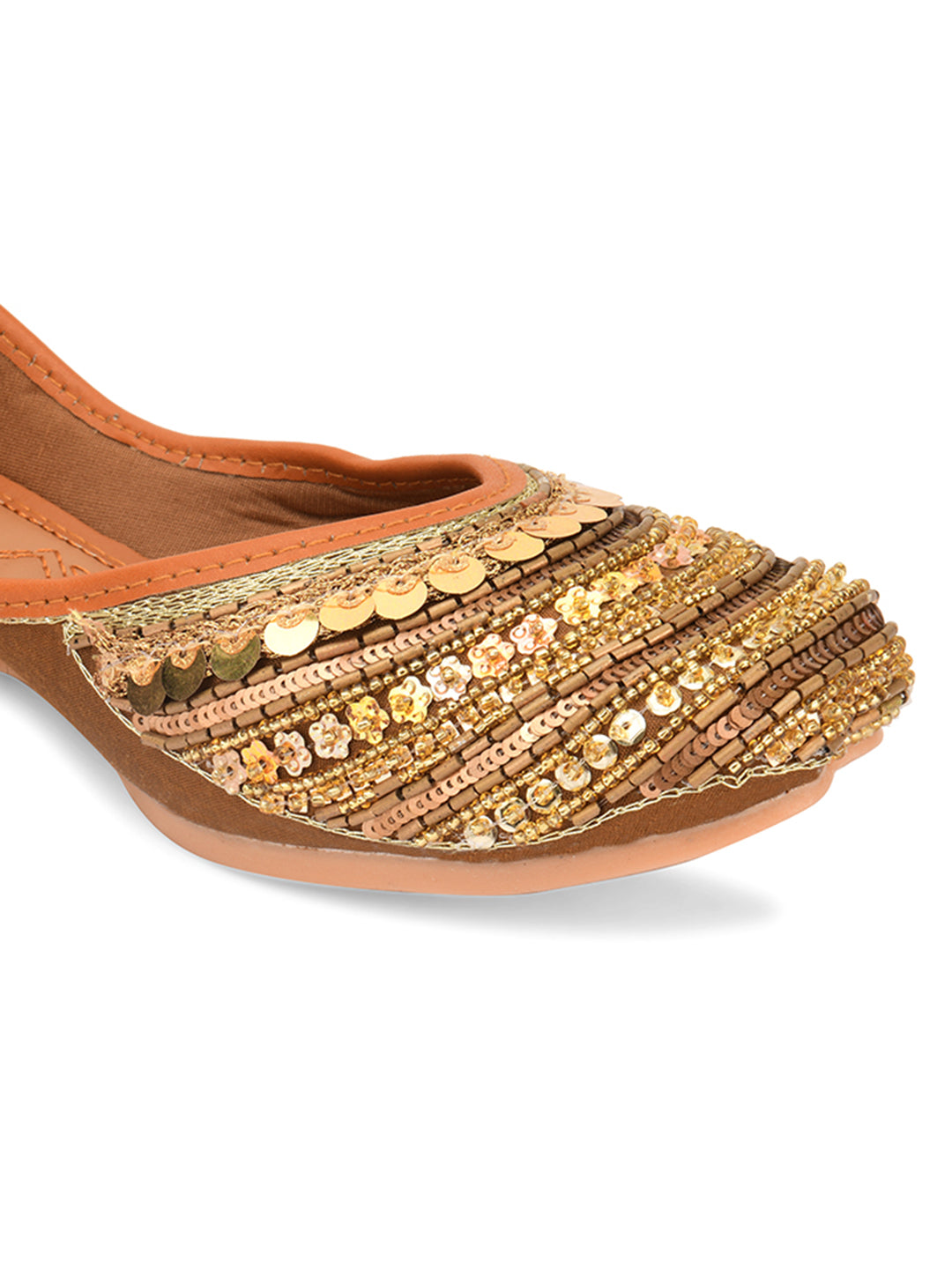 Desi Colour Women Indian Ethnic Footwear-Copper Dabka
