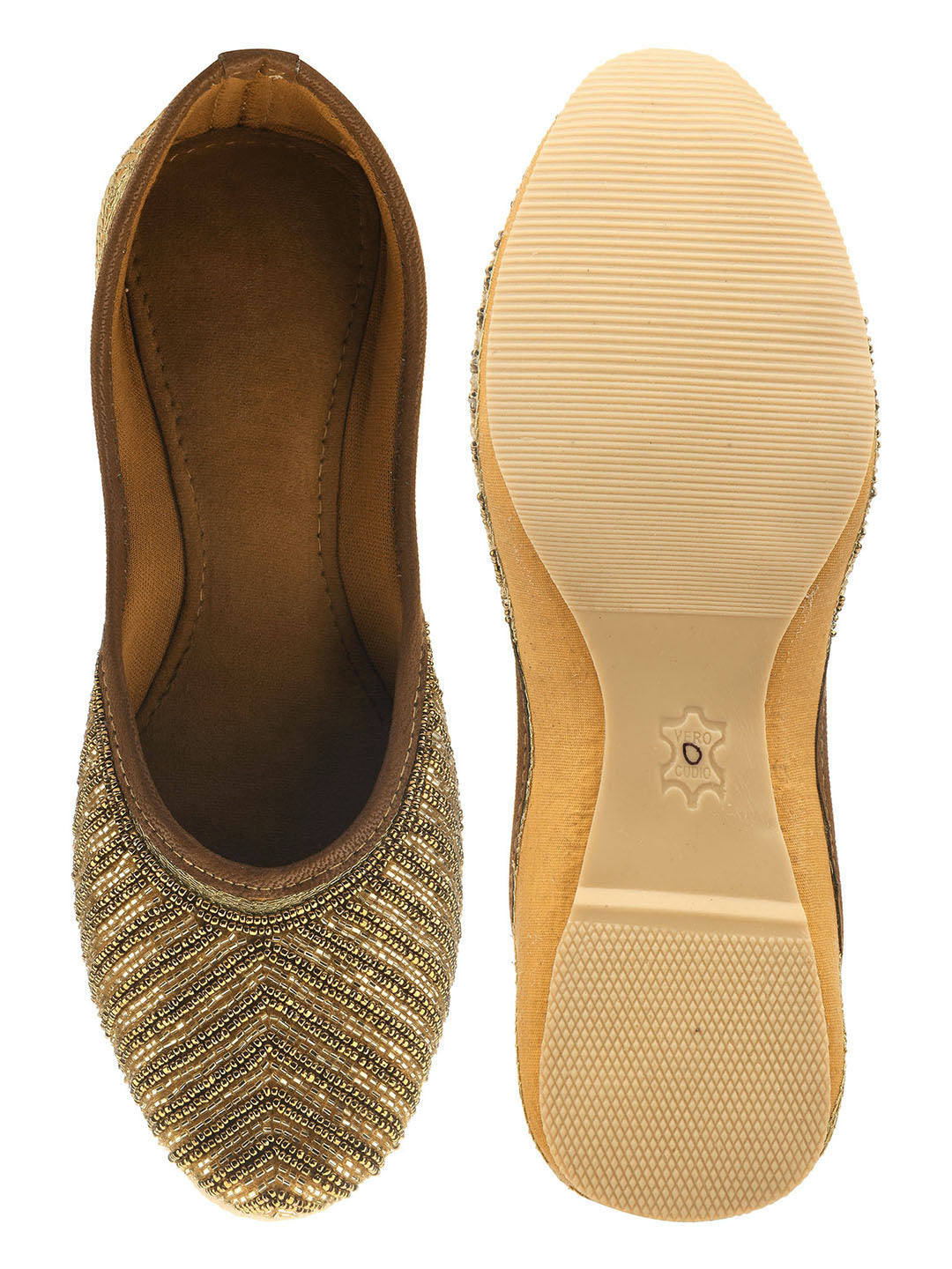Desi Colour Women Indian Ethnic Footwear-TPR-Golden Lines