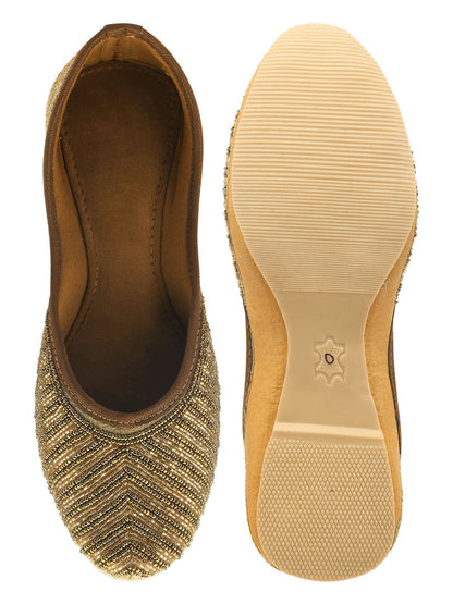 Desi Colour Women Indian Ethnic Footwear-TPR-Golden Lines