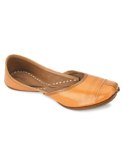 Desi Colour Women Indian Ethnic Footwear-Tan Leather Basic