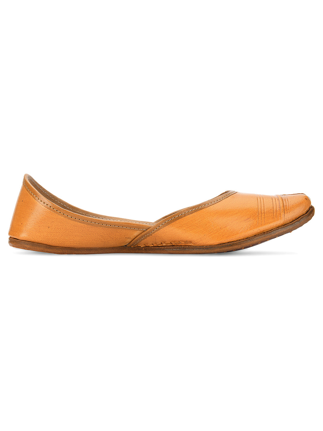 Desi Colour Women Indian Ethnic Footwear-Tan Leather Basic