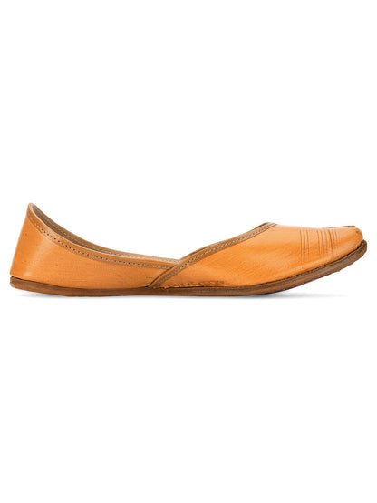 Desi Colour Women Indian Ethnic Footwear-Tan Leather Basic