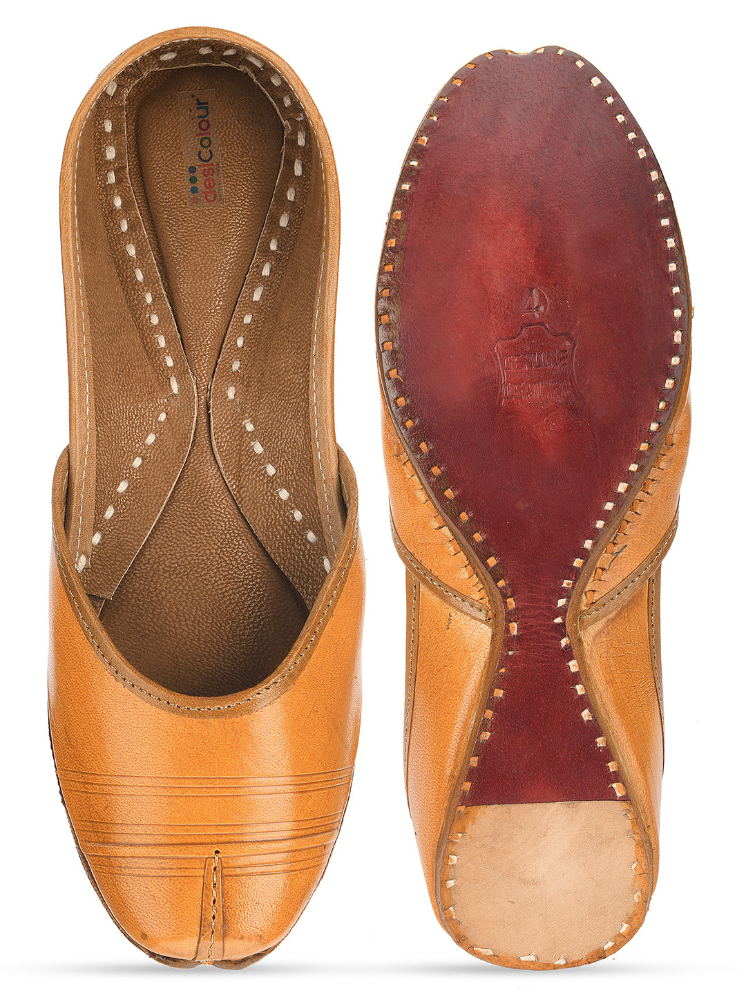 Desi Colour Women Indian Ethnic Footwear-Tan Leather Basic