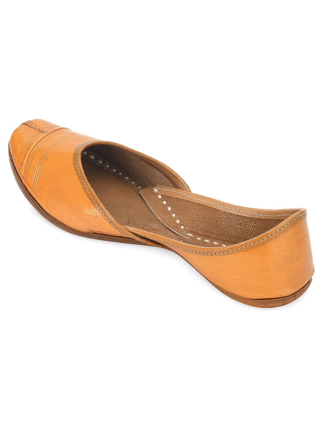 Desi Colour Women Indian Ethnic Footwear-Tan Leather Basic