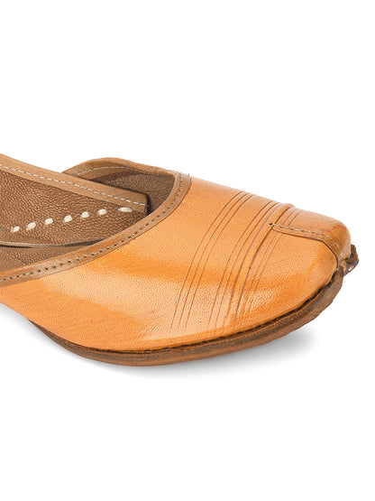Desi Colour Women Indian Ethnic Footwear-Tan Leather Basic
