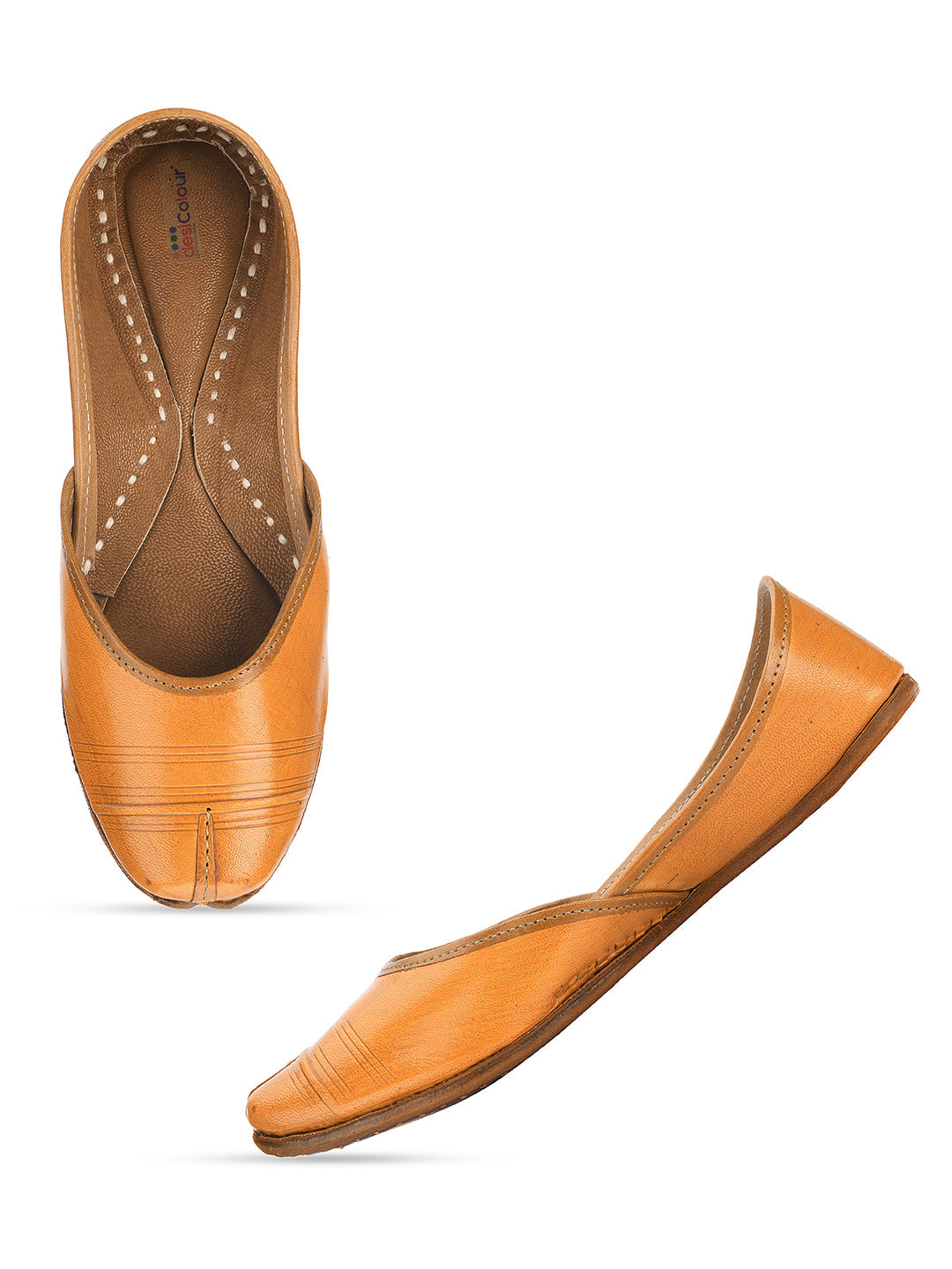 Desi Colour Women Indian Ethnic Footwear-Tan Leather Basic