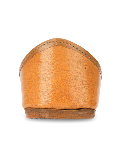 Desi Colour Women Indian Ethnic Footwear-Tan Leather Basic