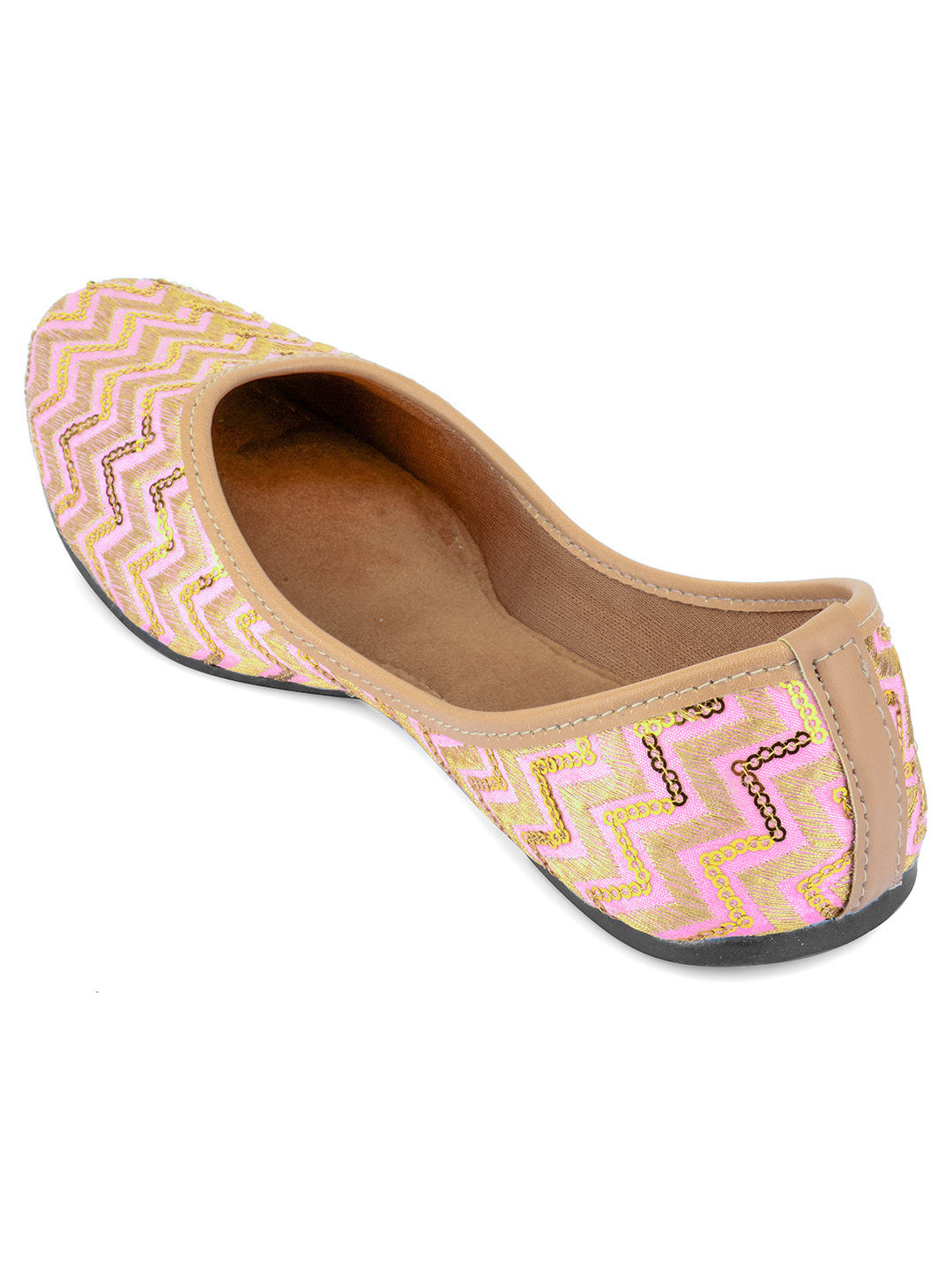 Desi Colour Women Indian Ethnic Footwear-Baby Pink Zigzag