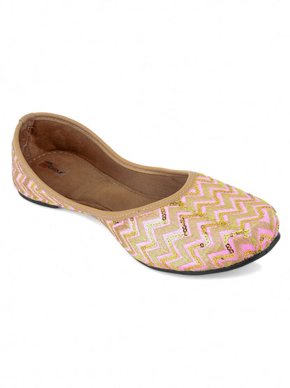 Desi Colour Women Indian Ethnic Footwear-Baby Pink Zigzag