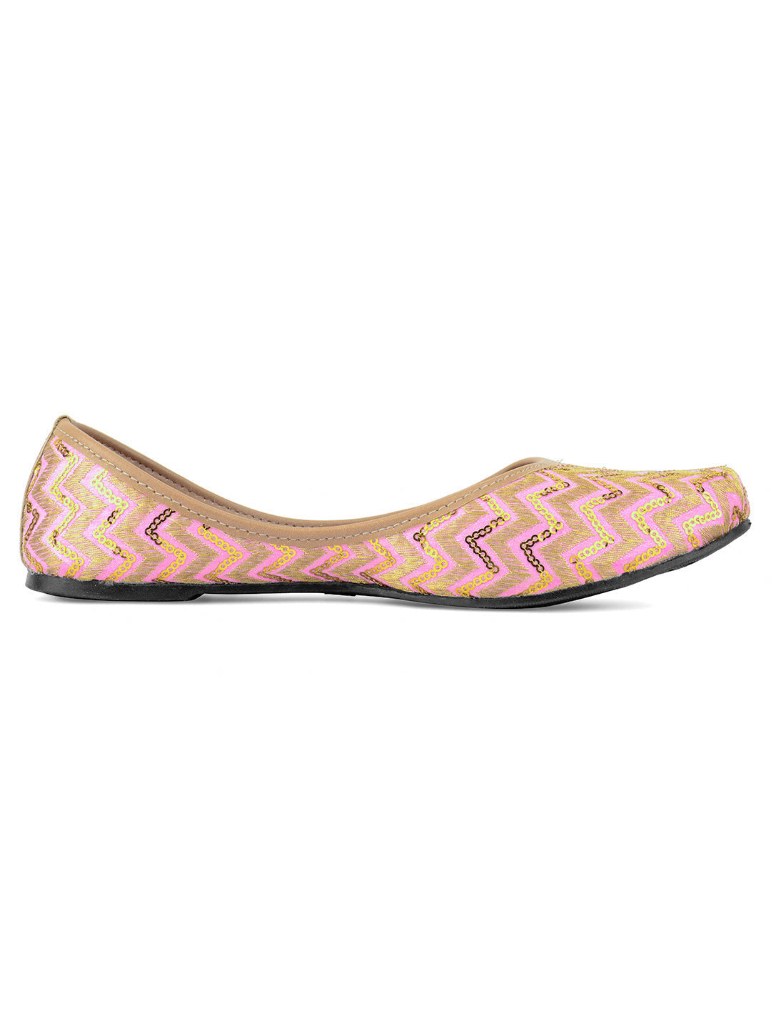 Desi Colour Women Indian Ethnic Footwear-Baby Pink Zigzag