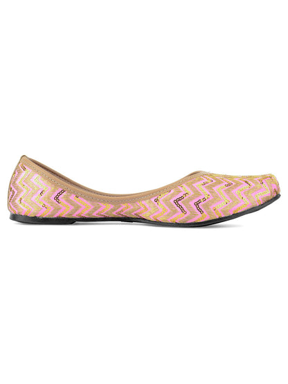Desi Colour Women Indian Ethnic Footwear-Baby Pink Zigzag
