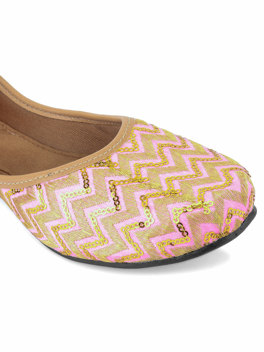 Desi Colour Women Indian Ethnic Footwear-Baby Pink Zigzag