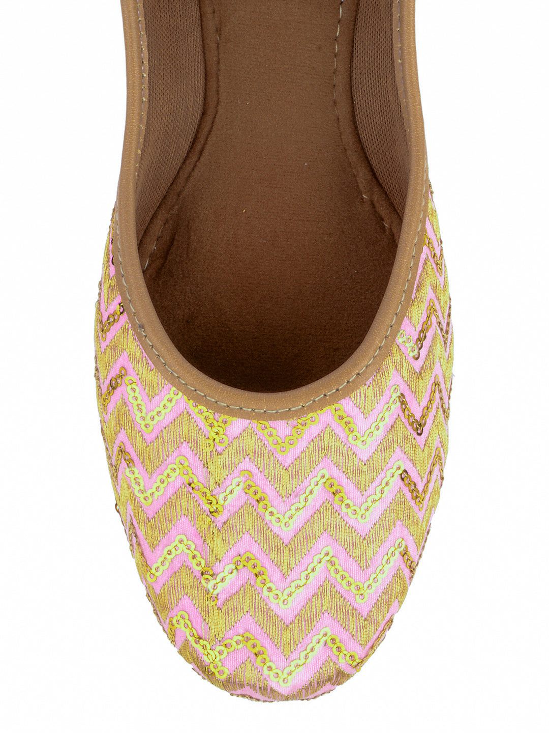 Desi Colour Women Indian Ethnic Footwear-Baby Pink Zigzag