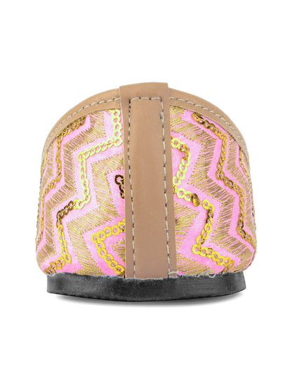 Desi Colour Women Indian Ethnic Footwear-Baby Pink Zigzag