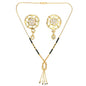AanyaCentric Gold-Polished Short Mangalsutra Set with Earrings