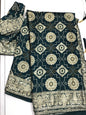 Teal blue Bandhani saree