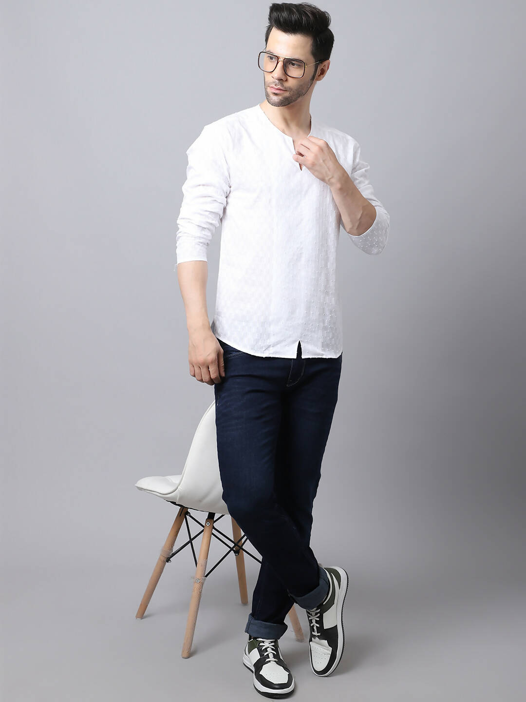Even Apparels White Pure Cotton Embroided Men's Kurta (STR078)