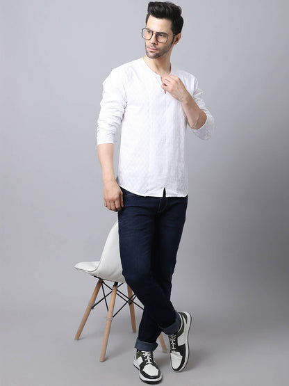 Even Apparels White Pure Cotton Embroided Men's Kurta (STR078)