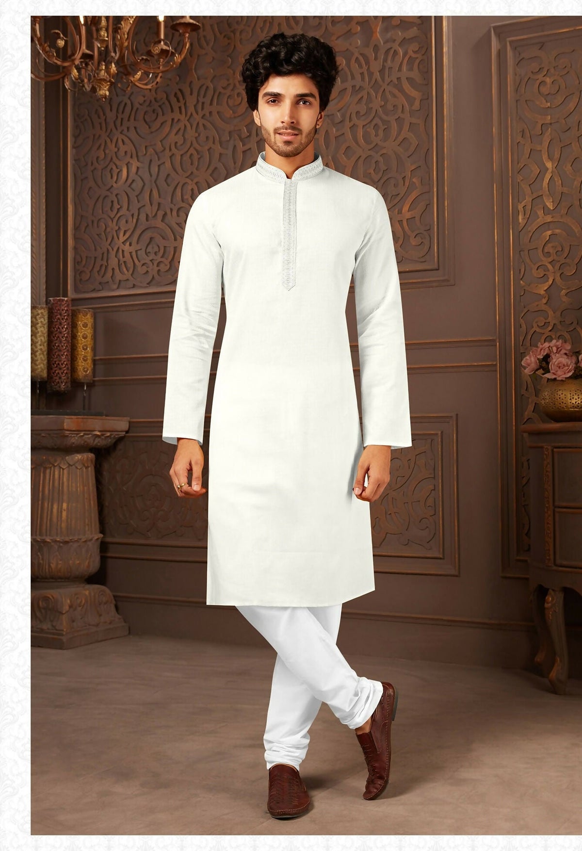 Joban Fashion White Cotton Kurta Pyjama