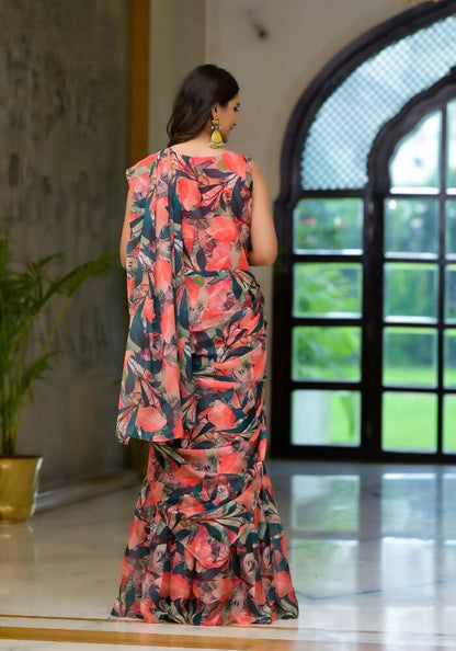 Partywear Designer Green Slime Georgette Fancy Saree - Anbazaar