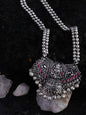 Mominos Fashion Johar Kamal Oxidised Laxmi Mata Statement Piece Long Necklace