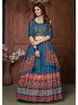 Myra Aequa blue Chinon Embroidered Designer Lehenga
