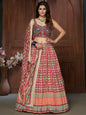 Myra Multicolor Silk and Chinon Embroidered Designer Lehenga