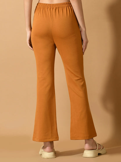 Myshka Women's Mustard Flared Party Trouser