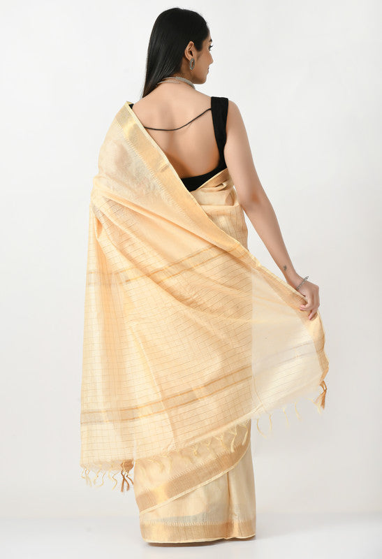 Mominos Fashion Moeza Golden Bhagalpuri Handloom Silk Raj Shree Saree with unstitched Blouse piece