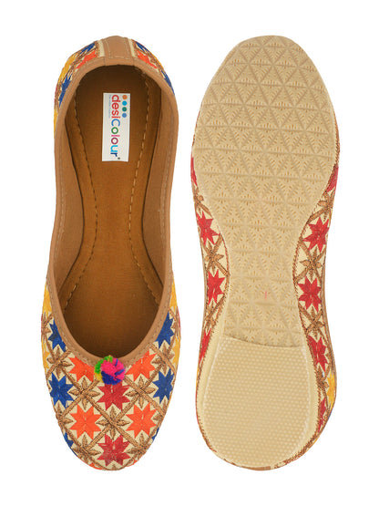 Desi Colour Women Indian Ethnic Footwear-Office Wear Ultra Comfortable Phulkari Work