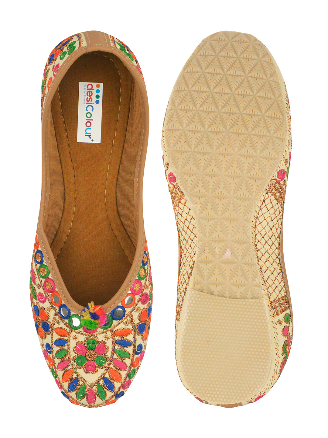 Desi Colour Women Indian Ethnic Footwear-Office Wear Ultra Comfortable Multi Emb