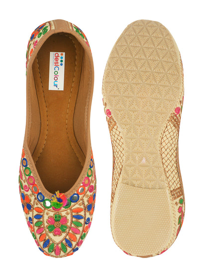Desi Colour Women Indian Ethnic Footwear-Office Wear Ultra Comfortable Multi Emb