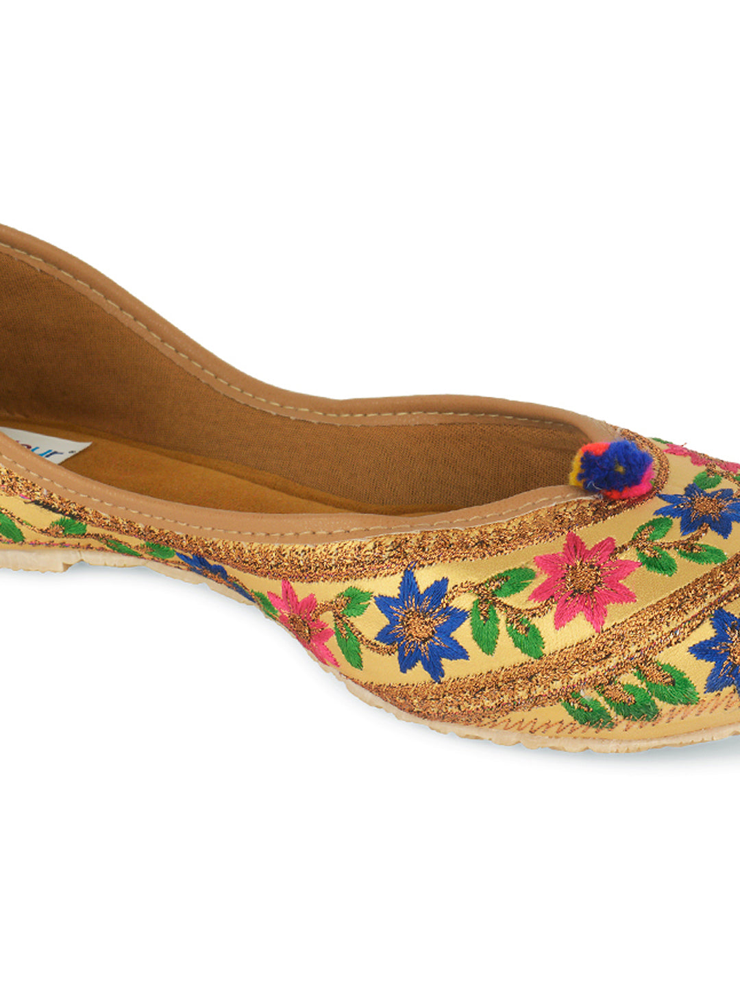 Desi Colour Women Indian Ethnic Footwear-Floral Gold